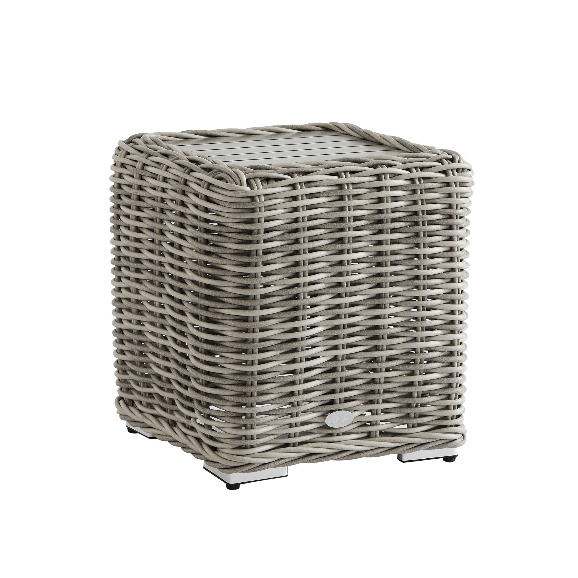 Bellagio Round Wicker Outdoor Side Table, Light Grey