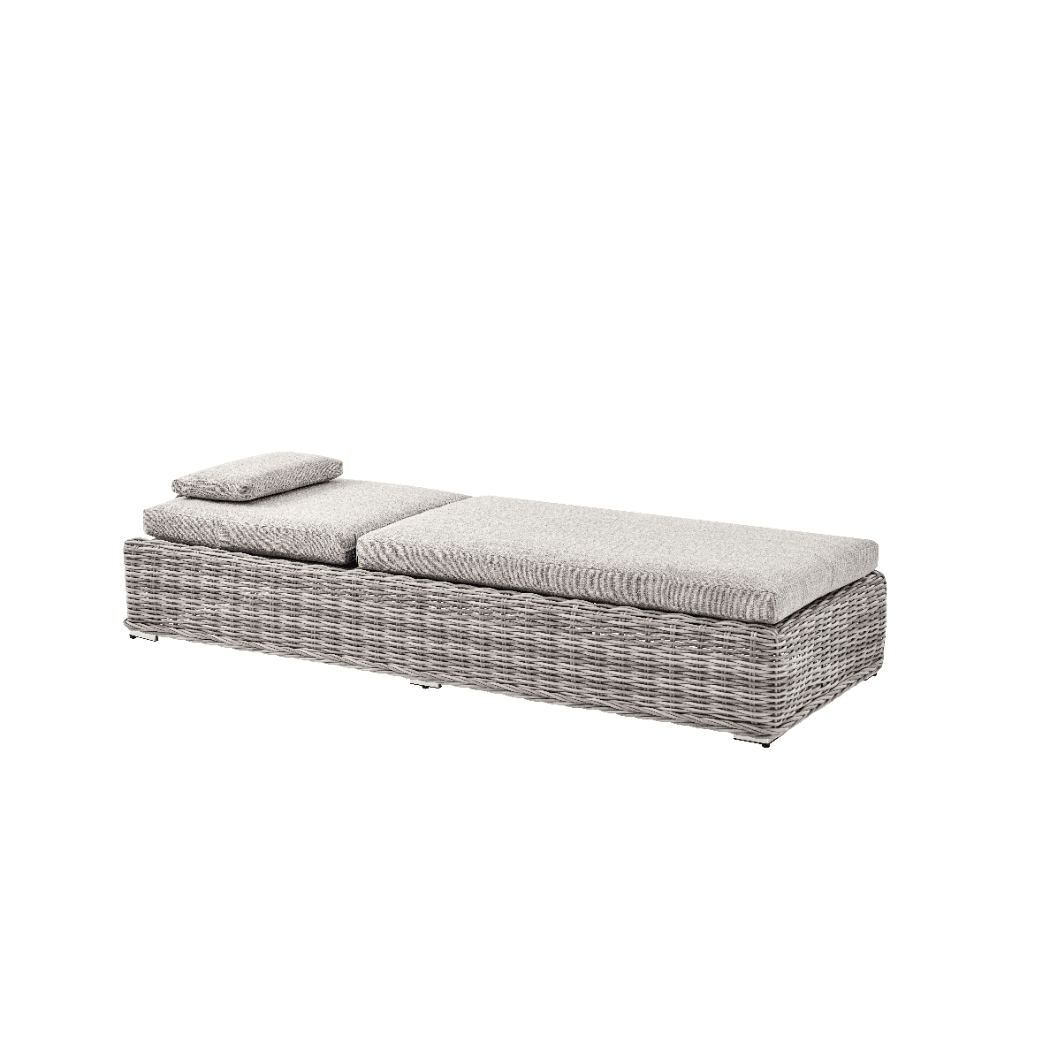 Bellagio Round Wicker Sun Lounger with Headrest, Light Grey