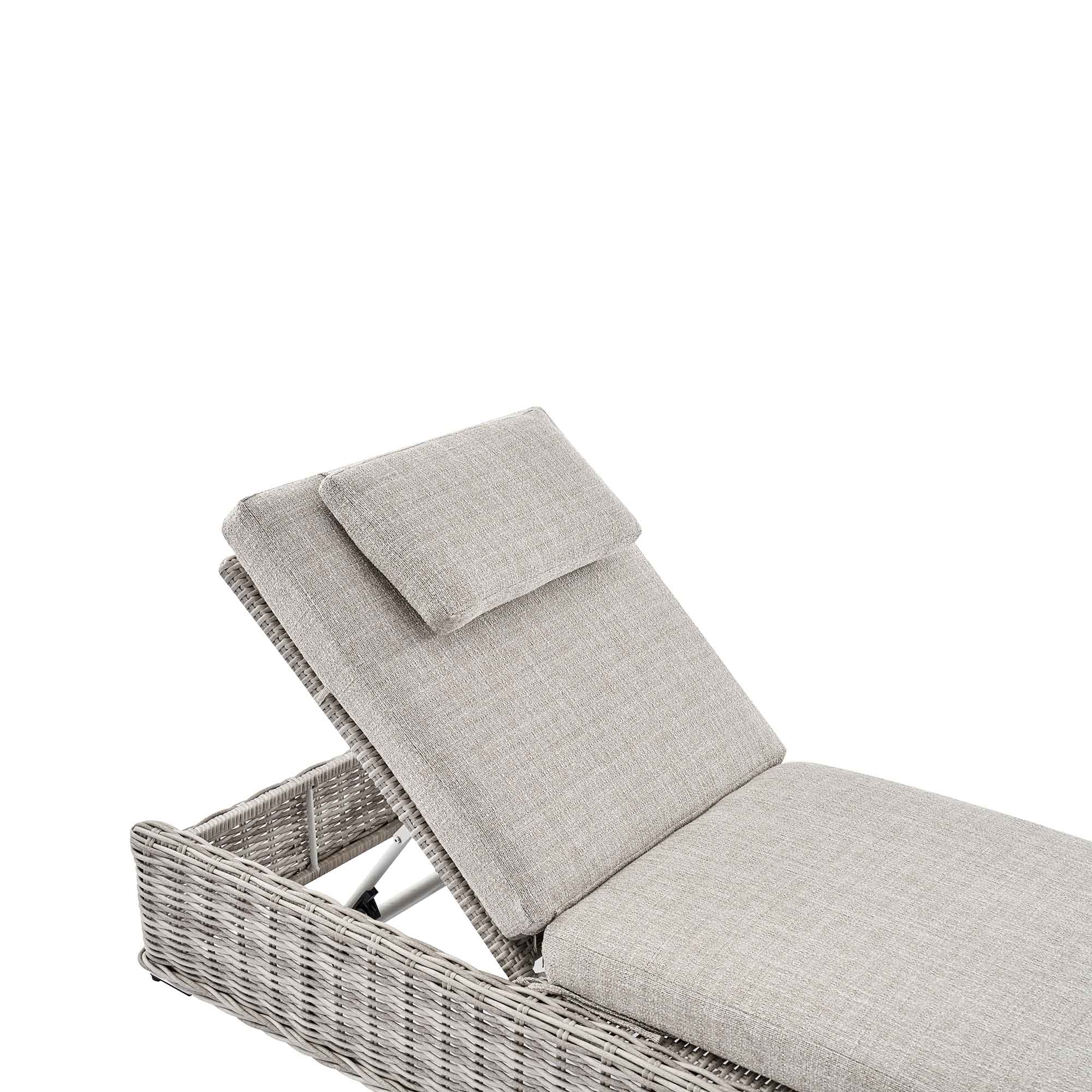 Bellagio Round Wicker Sun Lounger with Headrest, Light Grey