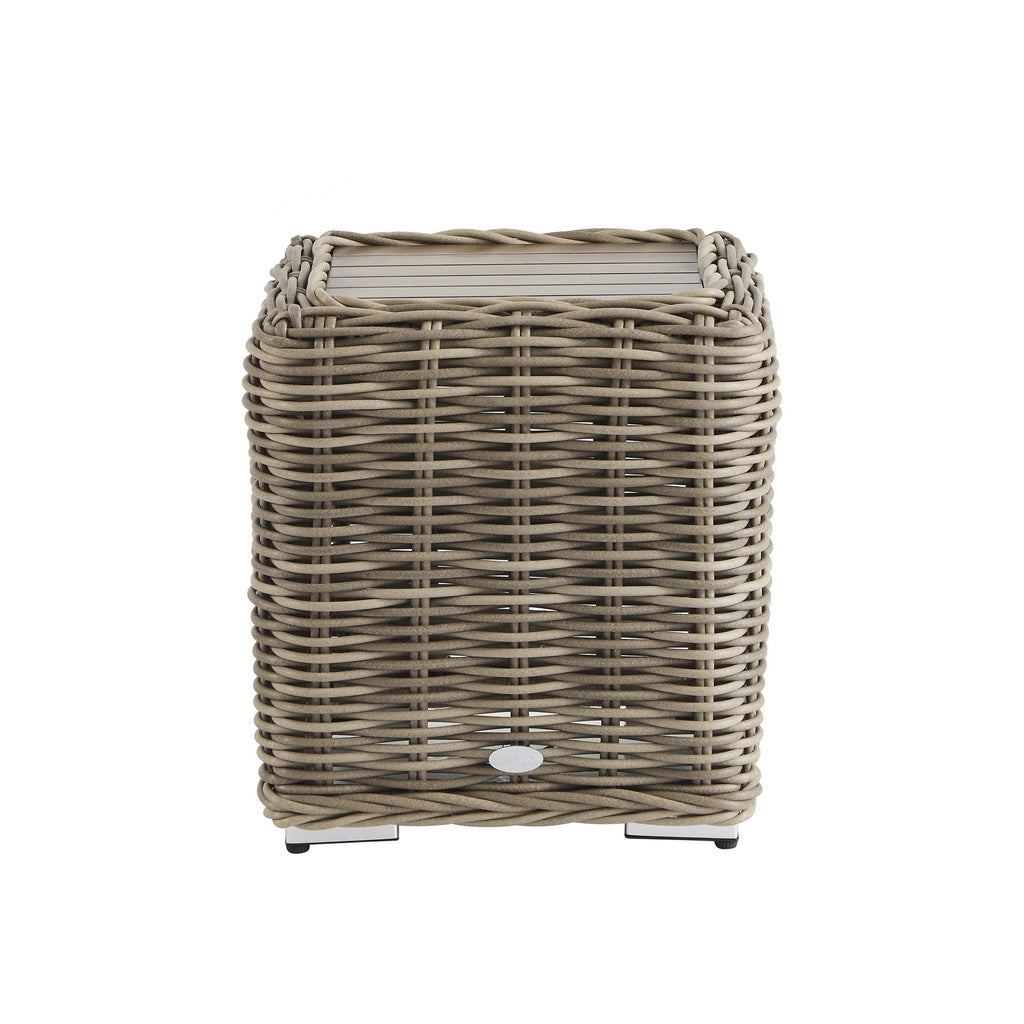 Bellagio Round Wicker Outdoor Side Table, Natural