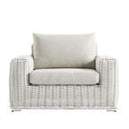 Bellagio Round Wicker Outdoor 1-Seater Sofa, White