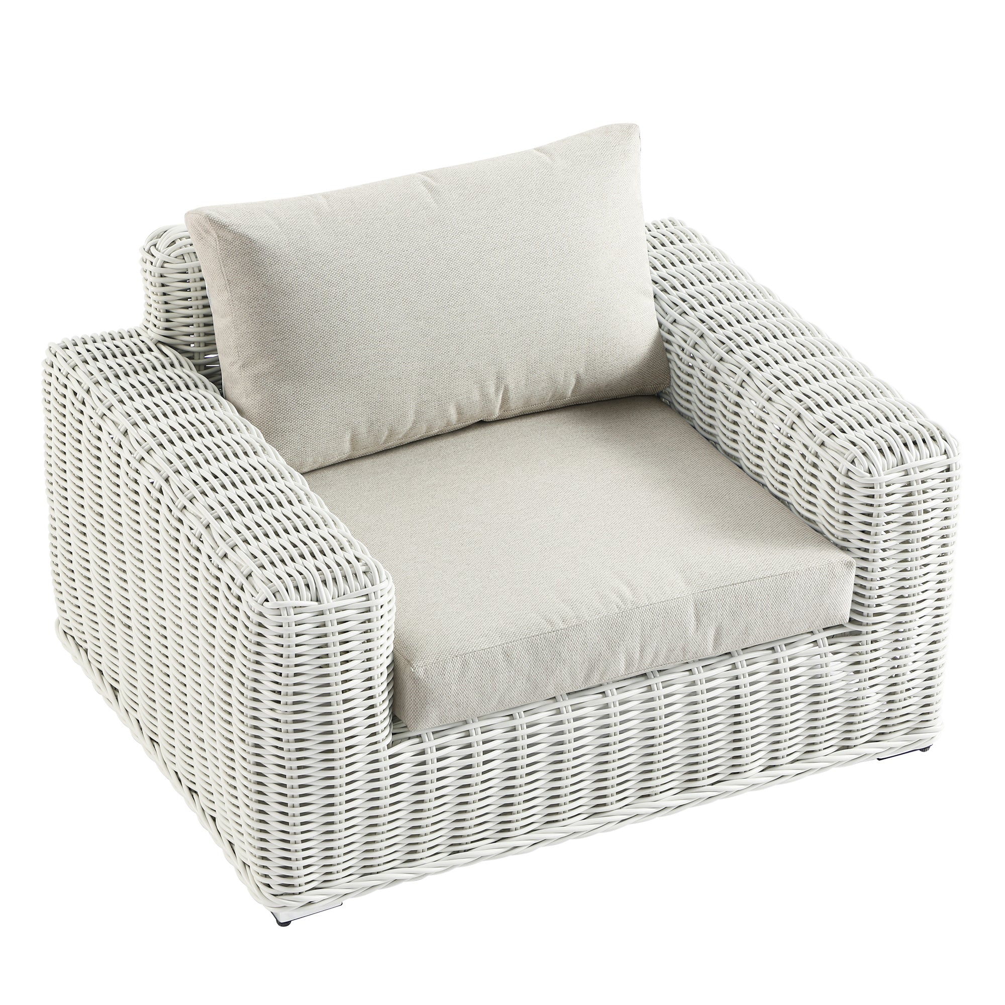 Bellagio Round Wicker Outdoor 1-Seater Sofa, White