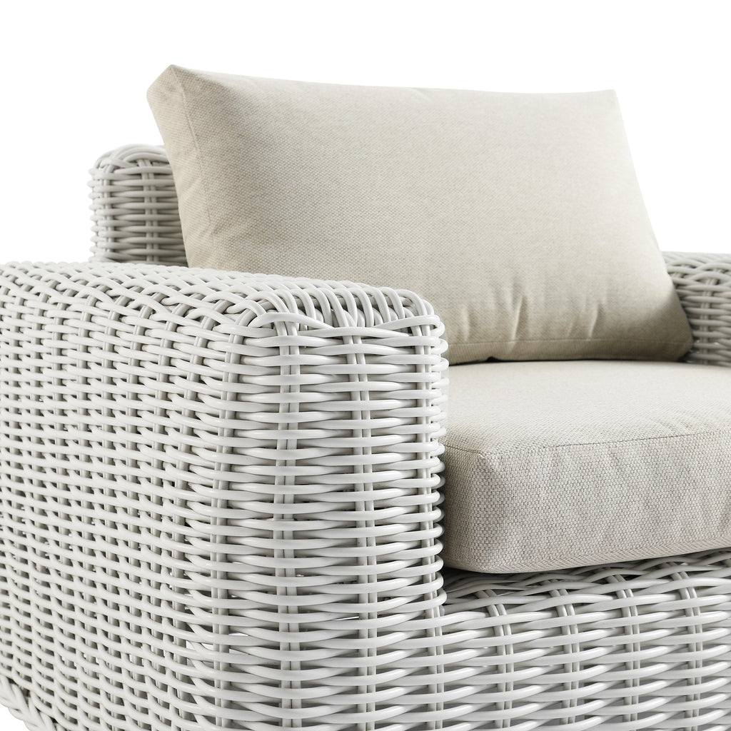 Bellagio Round Wicker Outdoor 1-Seater Sofa, White