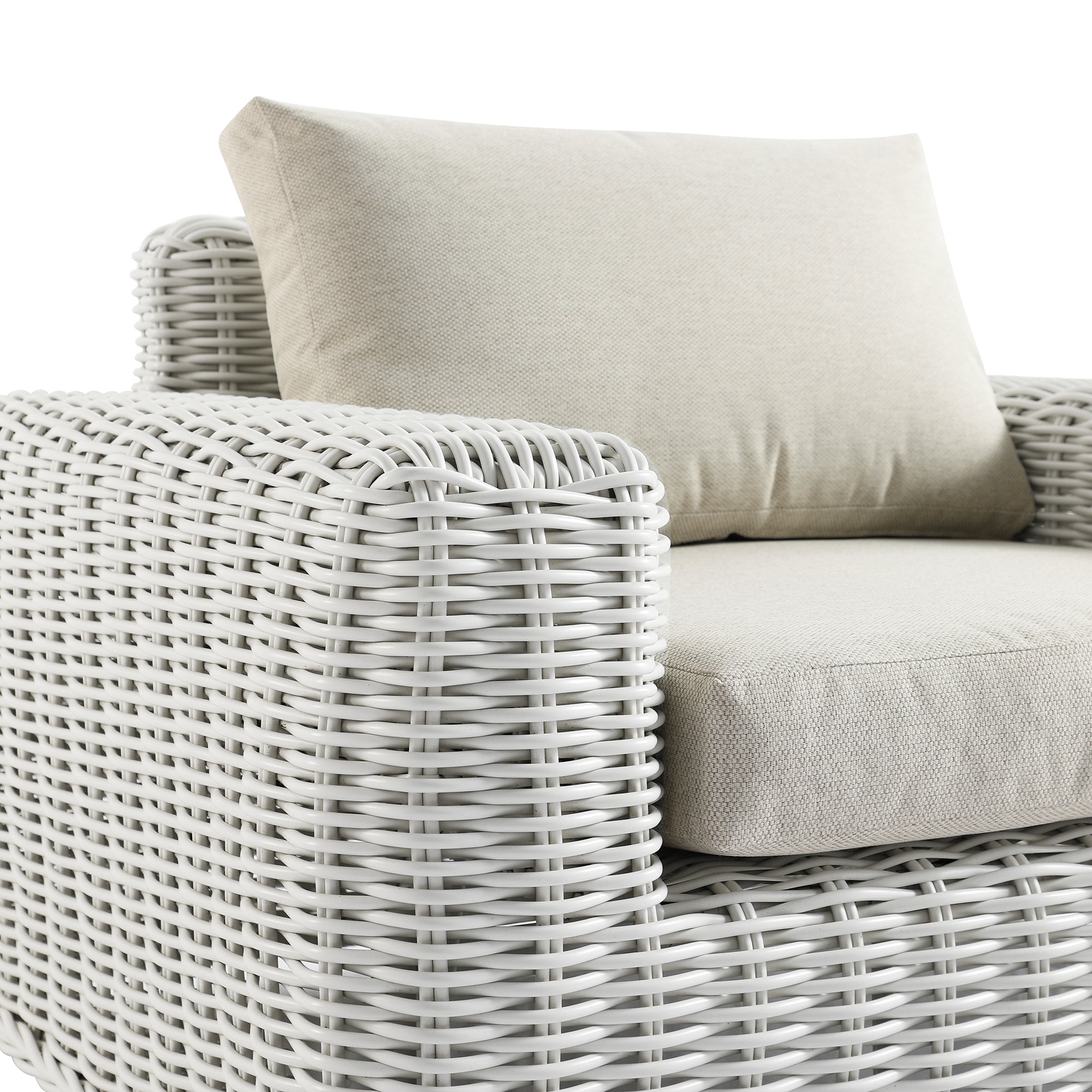 Bellagio Round Wicker Outdoor 1-Seater Sofa, White