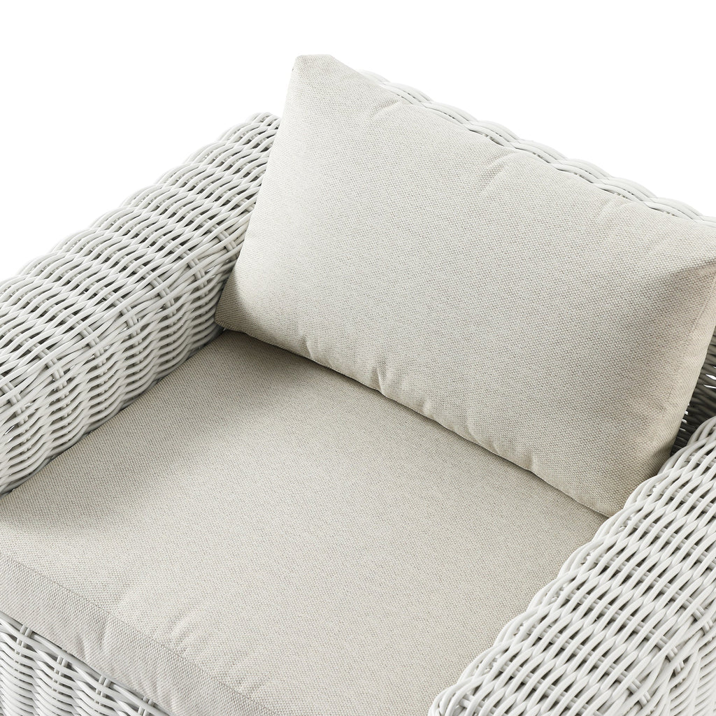 Bellagio Round Wicker Outdoor 1-Seater Sofa, White