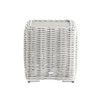 Bellagio Round Wicker Outdoor Side Table, White