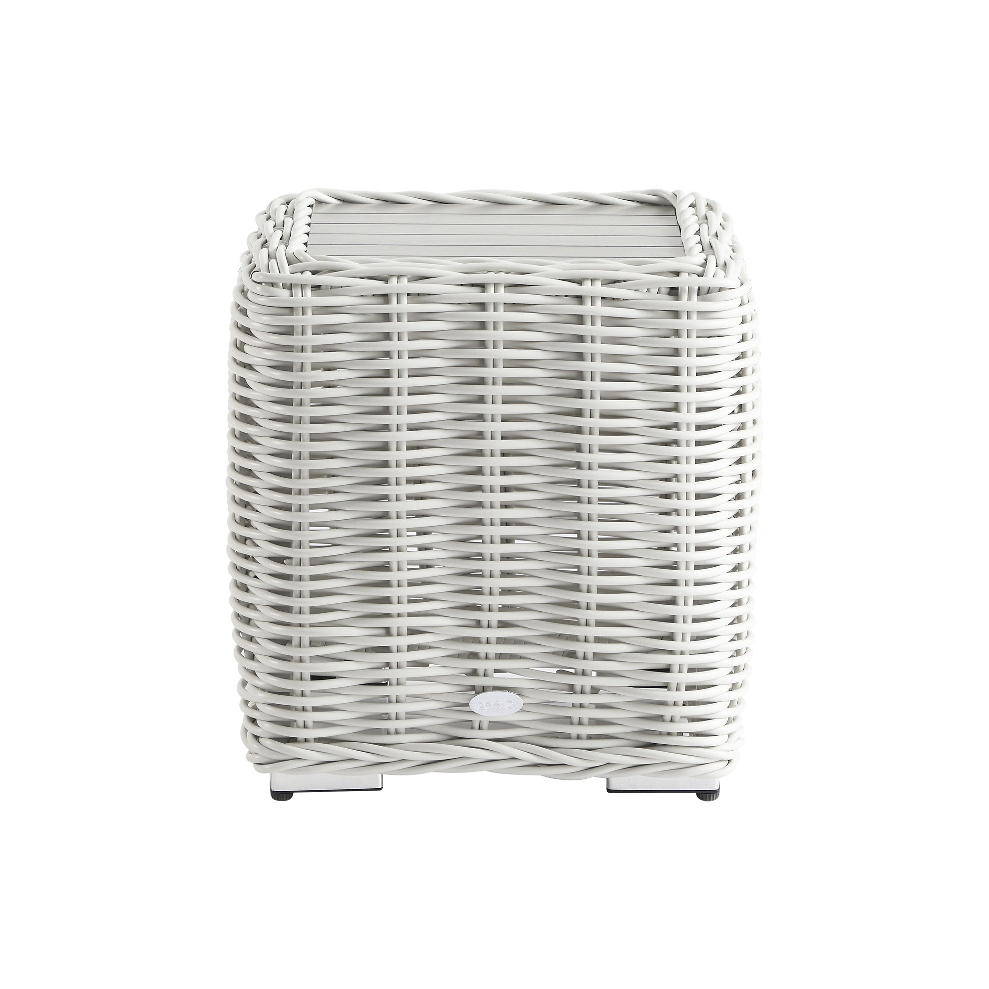 Bellagio Round Wicker Outdoor Side Table, White