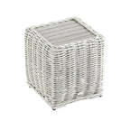 Bellagio Round Wicker Outdoor Side Table, White