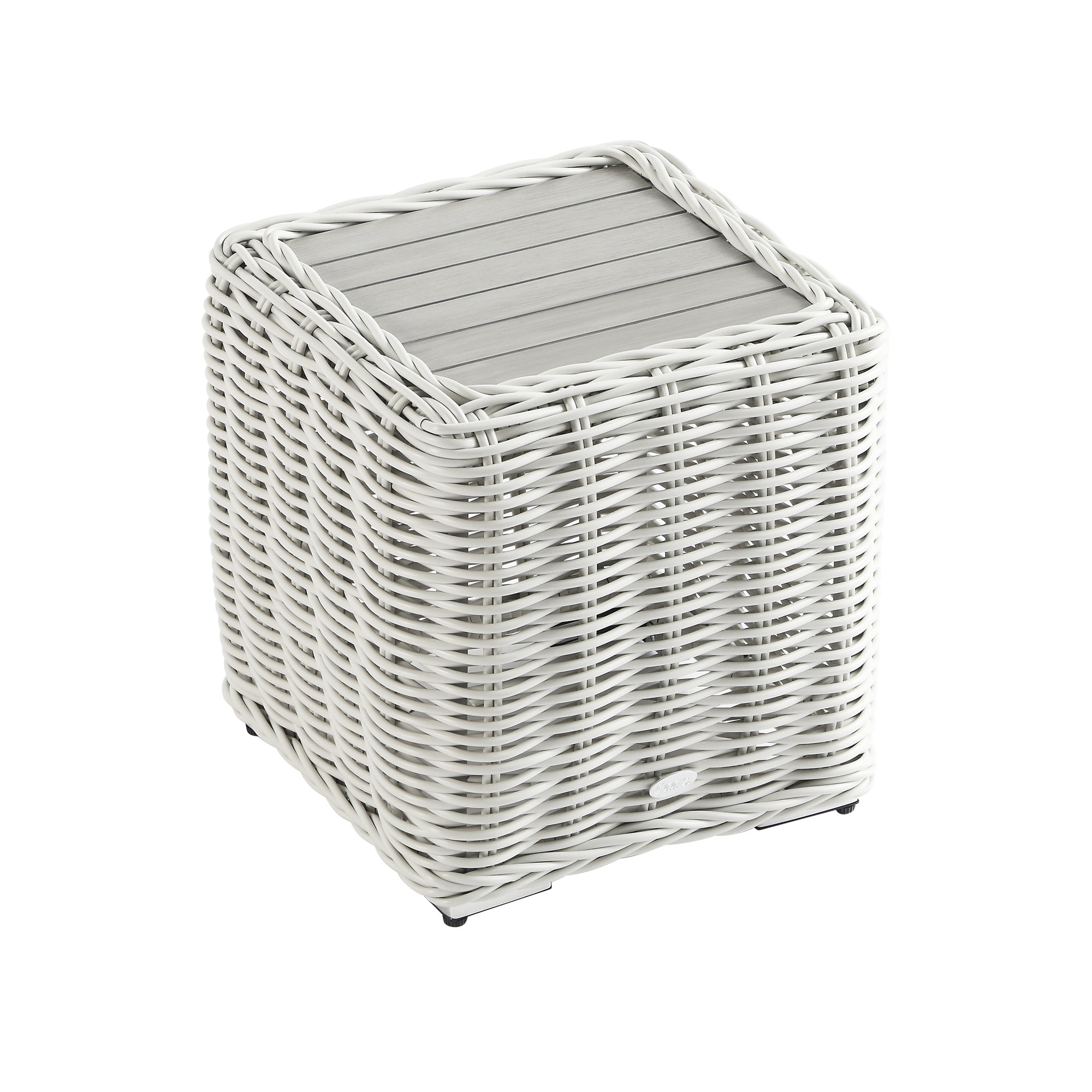Bellagio Round Wicker Outdoor Side Table, White