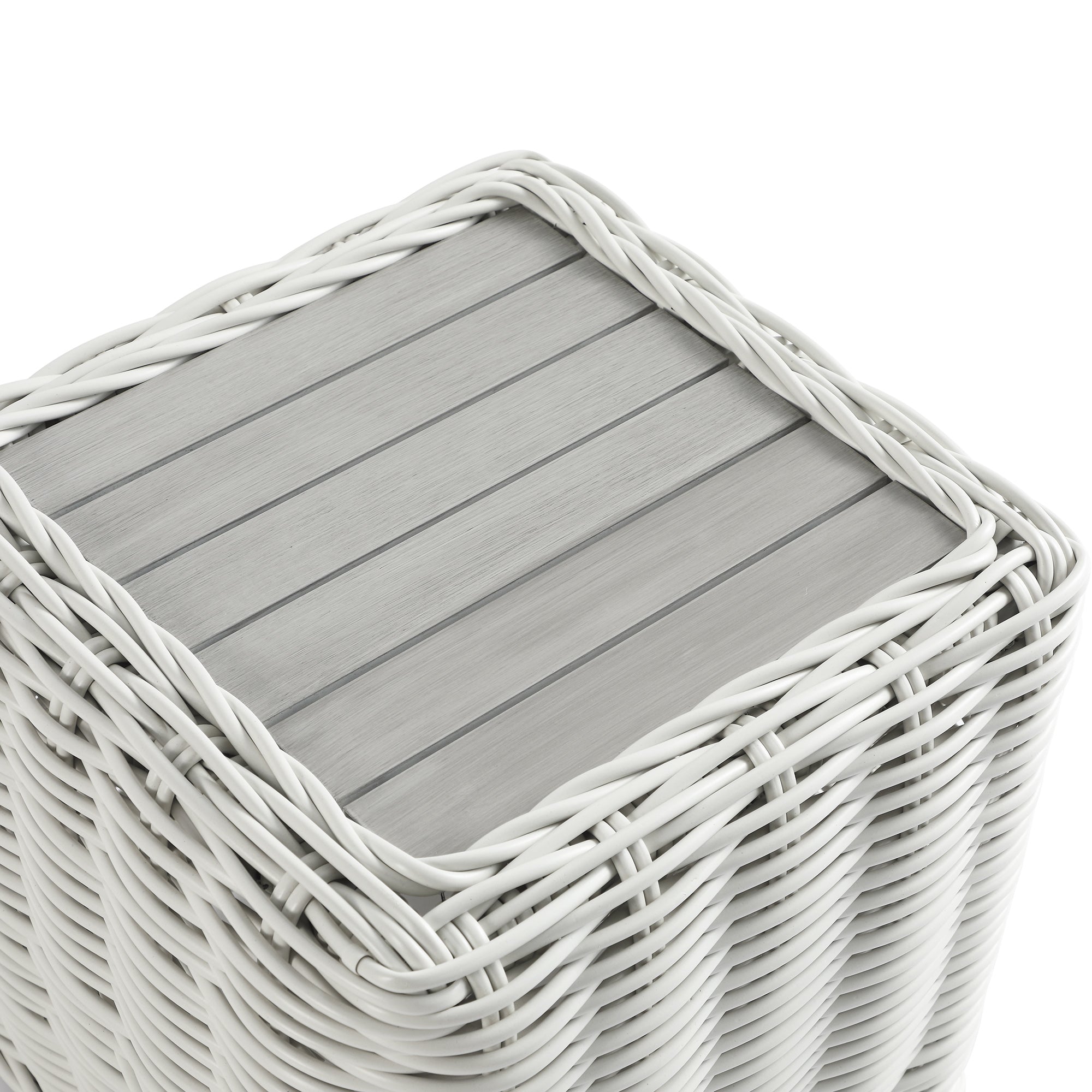 Bellagio Round Wicker Outdoor Side Table, White