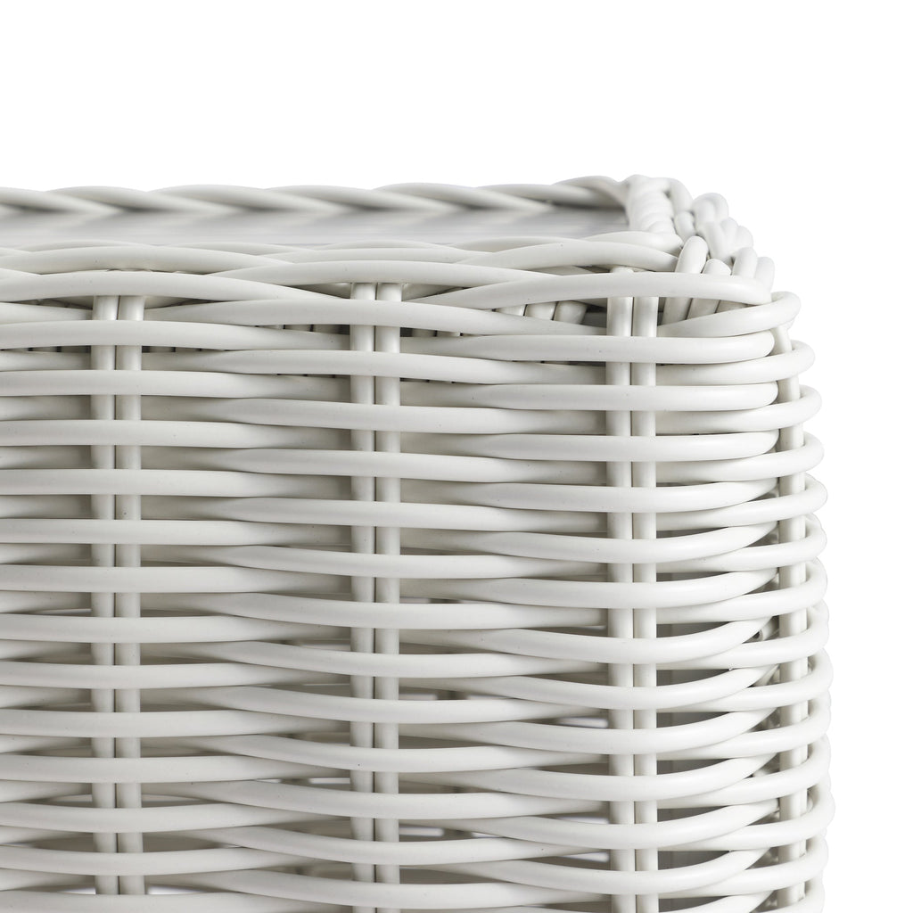 Bellagio Round Wicker Outdoor Side Table, White