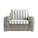 Bellagio Round Wicker Outdoor 1-Seater Sofa, Light Grey with Taupe Stripes