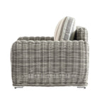 Bellagio Round Wicker Outdoor 1-Seater Sofa, Light Grey with Taupe Stripes
