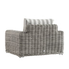 Bellagio Round Wicker Outdoor 1-Seater Sofa, Light Grey with Taupe Stripes