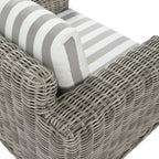 Bellagio Round Wicker Outdoor 1-Seater Sofa, Light Grey with Taupe Stripes