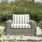 Bellagio Round Wicker Outdoor 1-Seater Sofa, Light Grey with Taupe Stripes