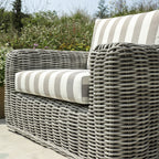 Bellagio Round Wicker Outdoor 1-Seater Sofa, Light Grey with Taupe Stripes