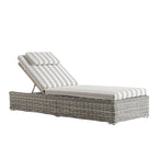 Bellagio Round Wicker Sun Lounger with Headrest, Light Grey with Taupe Stripes