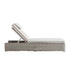 Bellagio Round Wicker Sun Lounger with Headrest, Light Grey with Taupe Stripes