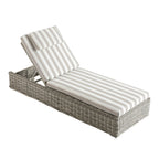 Bellagio Round Wicker Sun Lounger with Headrest, Light Grey with Taupe Stripes