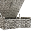 Bellagio Round Wicker Sun Lounger with Headrest, Light Grey with Taupe Stripes