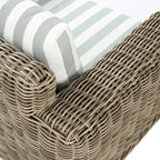 Bellagio Round Wicker Outdoor 1-Seater Sofa, Natural with Sage Stripes