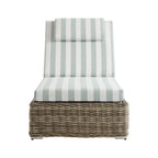 Bellagio Round Wicker Sun Lounger with Headrest, Natural with Sage Stripes