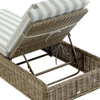 Bellagio Round Wicker Sun Lounger with Headrest, Natural with Sage Stripes