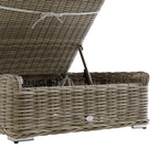 Bellagio Round Wicker Sun Lounger with Headrest, Natural with Sage Stripes
