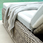 Bellagio Round Wicker Sun Lounger with Headrest, Natural with Sage Stripes