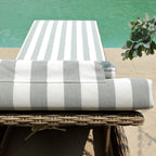 Bellagio Round Wicker Sun Lounger with Headrest, Natural with Sage Stripes