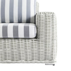 Bellagio Round Wicker Outdoor 1-Seater Sofa, White with Blue Stripes