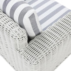 Bellagio Round Wicker Outdoor 1-Seater Sofa, White with Blue Stripes