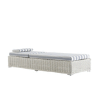 Bellagio Round Wicker Sun Lounger with Headrest, White with Blue Stripes