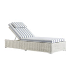 Bellagio Round Wicker Sun Lounger with Headrest, White with Blue Stripes