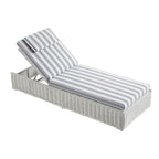 Bellagio Round Wicker Sun Lounger with Headrest, White with Blue Stripes