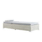 Bellagio Round Wicker Sun Lounger with Headrest, White with Blue Stripes