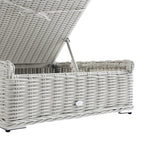 Bellagio Round Wicker Sun Lounger with Headrest, White with Blue Stripes