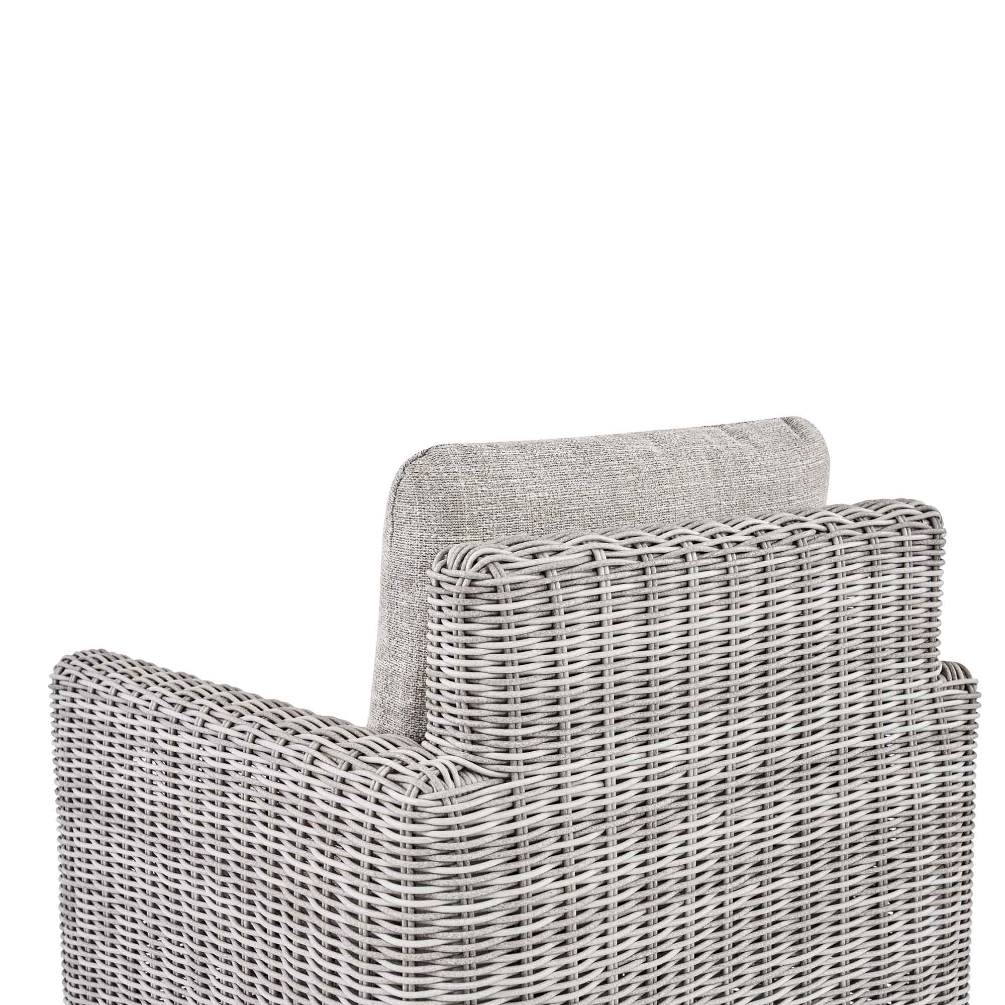 Bellagio Round Wicker Bistro Set with Rising Side Table, Light Grey