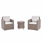 Bellagio Round Wicker Bistro Set with Rising Side Table, Natural