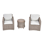 Bellagio Round Wicker Bistro Set with Rising Side Table, Natural