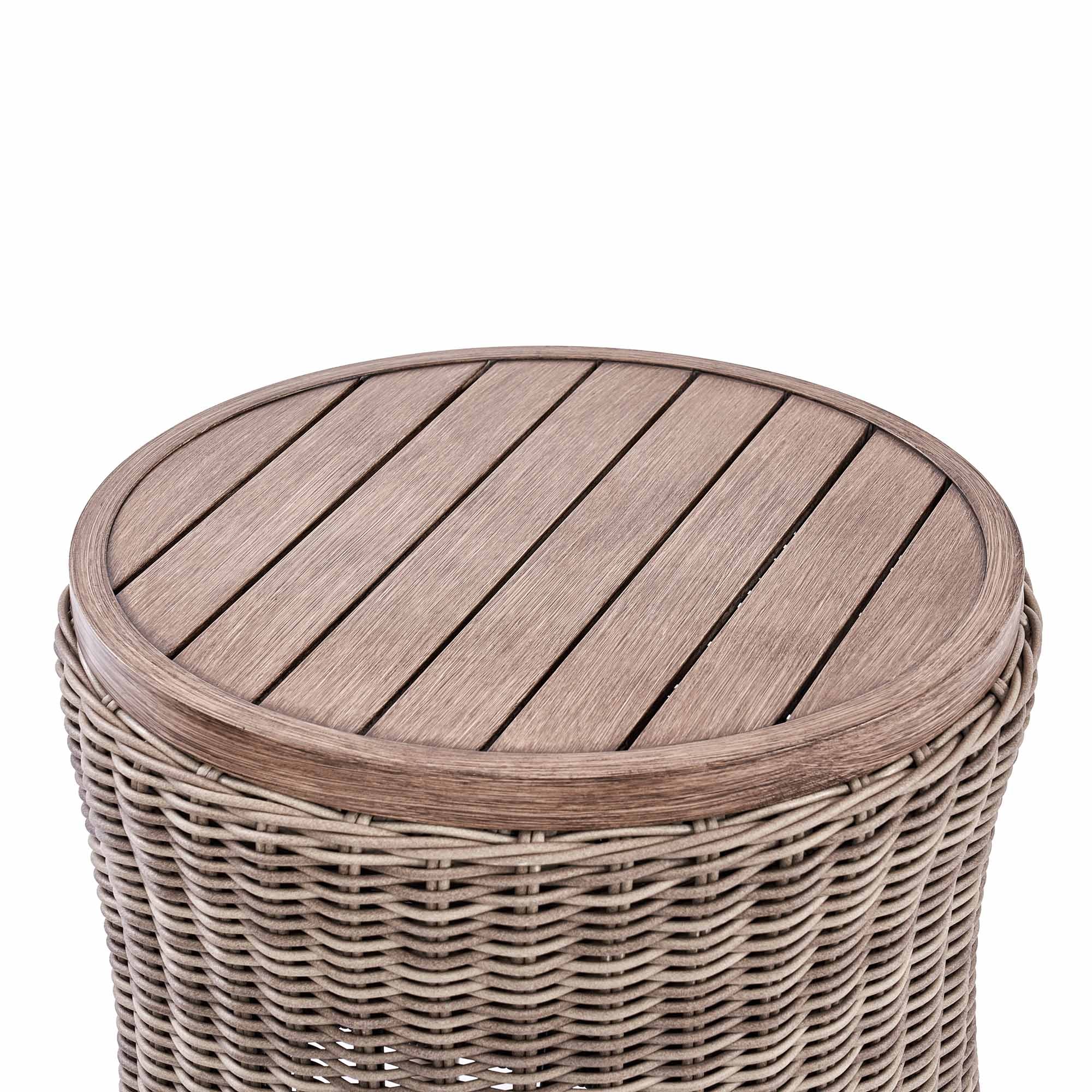 Bellagio Round Wicker Bistro Set with Rising Side Table, Natural