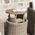 Bellagio Round Wicker Bistro Set with Rising Side Table, Natural