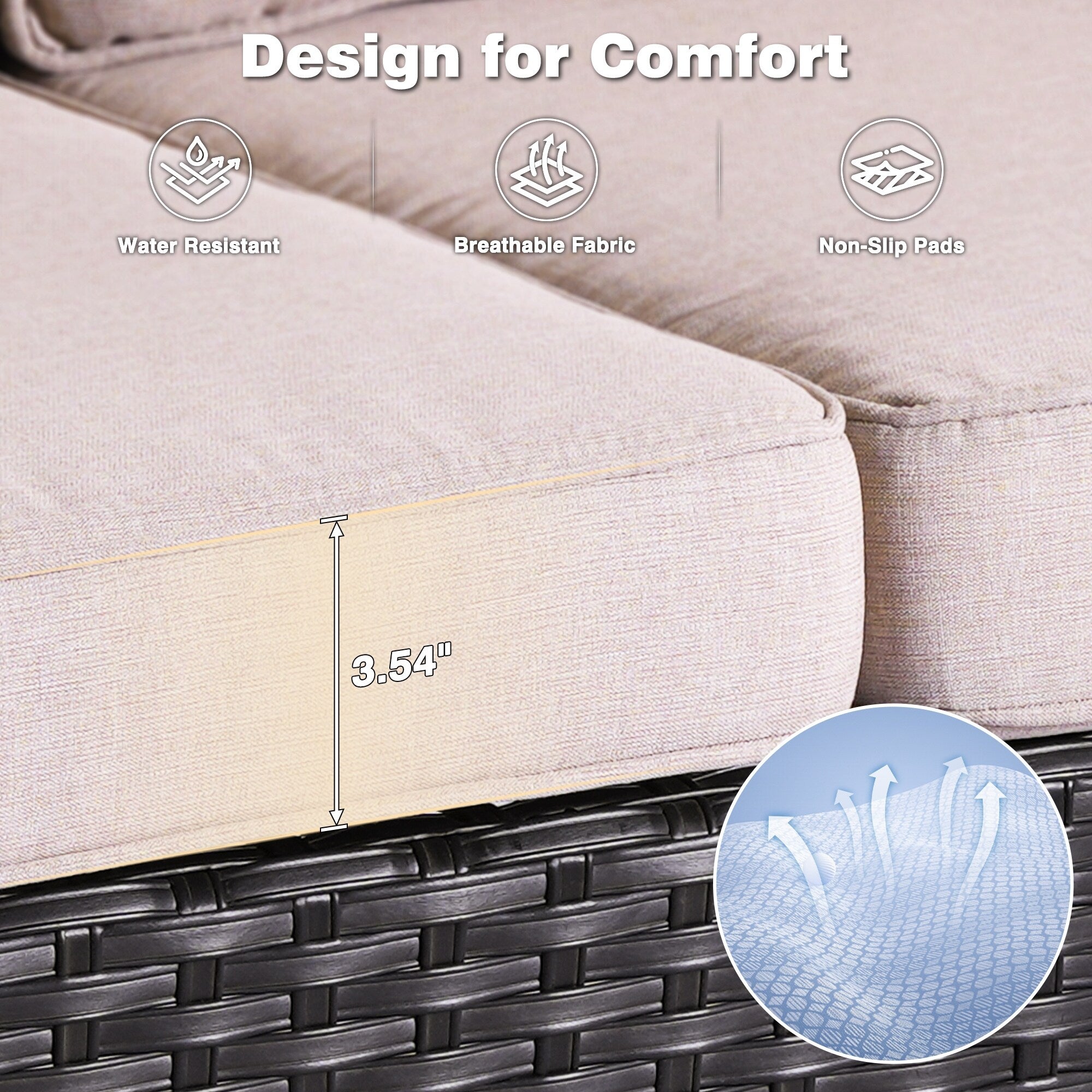 OVIOS 5-piece Patio Wicker High Back Conversation Set