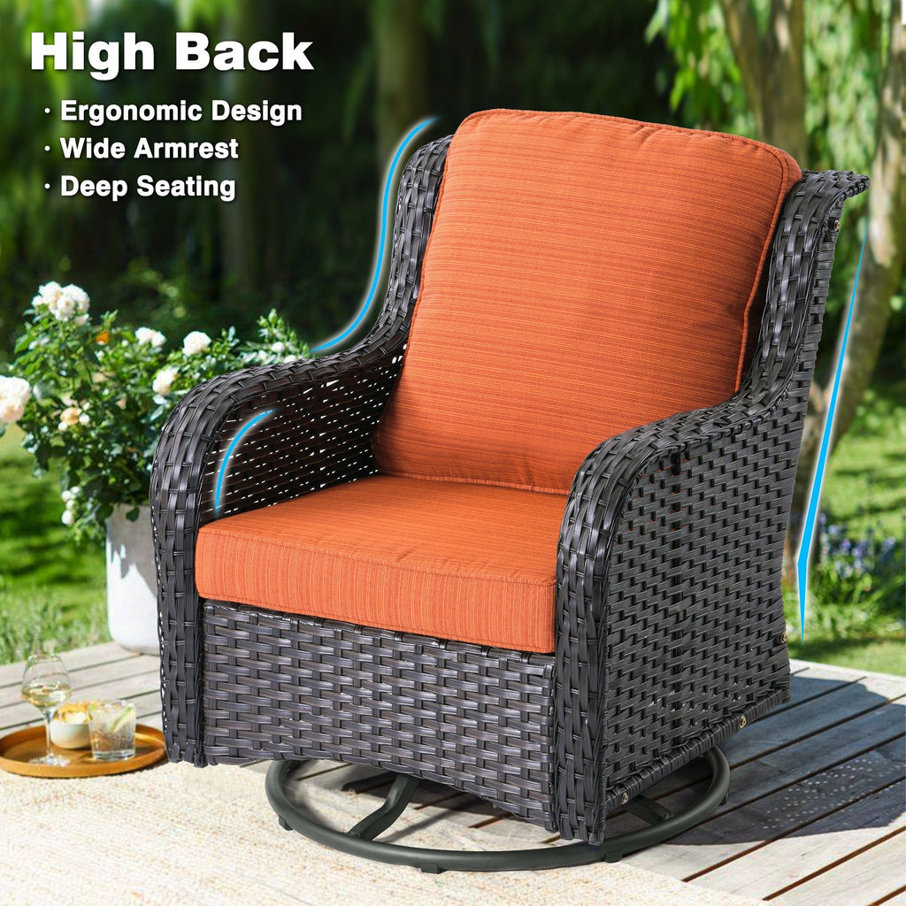 OVIOS 8-piece Patio Wicker Furniture Swivel Chair Set