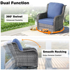 OVIOS 8-piece Patio Wicker Furniture Swivel Chair Set