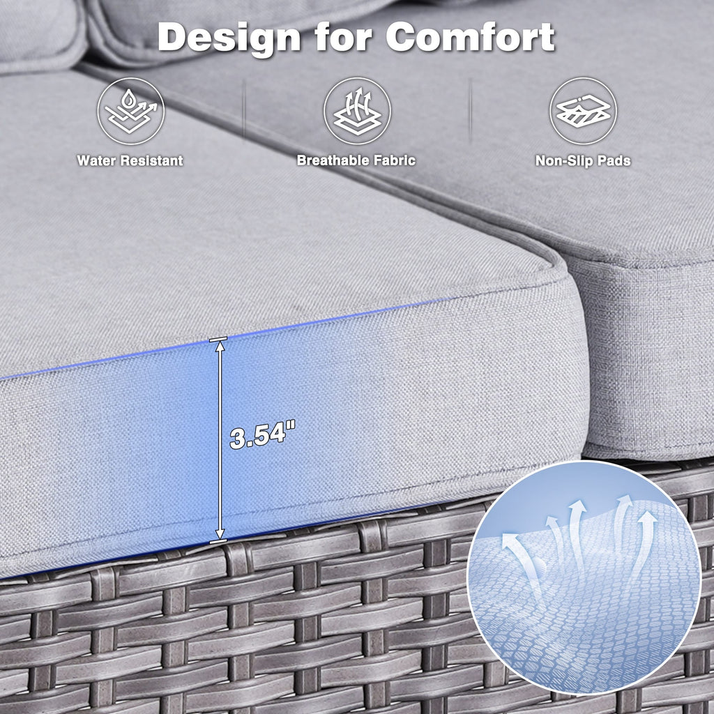 OVIOS 8-piece Patio Wicker Furniture Swivel Chair Set