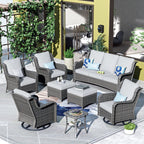 OVIOS 8-piece Patio Wicker Furniture Swivel Chair Set