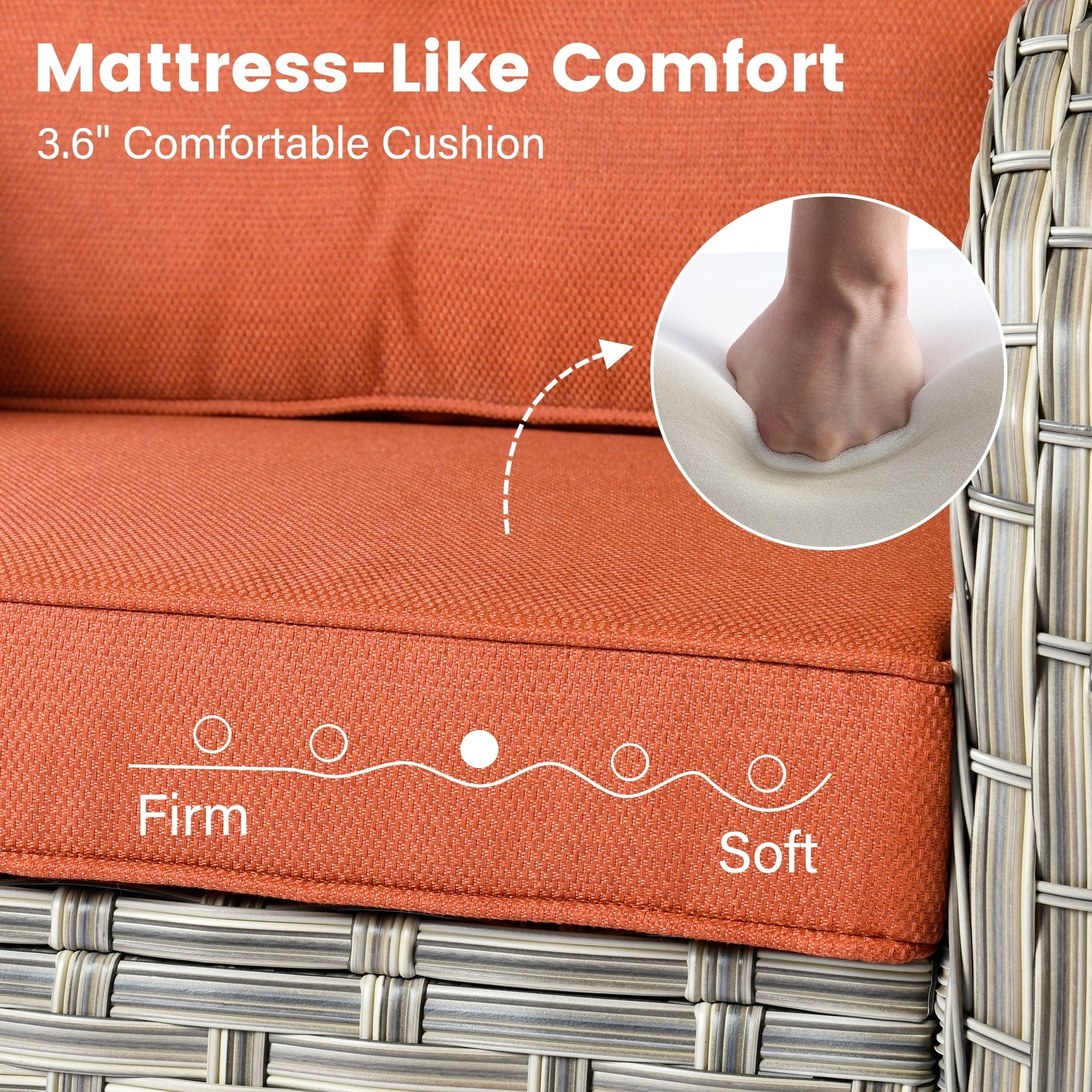 OVIOS 9 Pieces Outdoor Wicker Swivel Chair Set With Fire Table