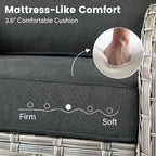 OVIOS 9 Pieces Outdoor Wicker Swivel Chair Set With Fire Table